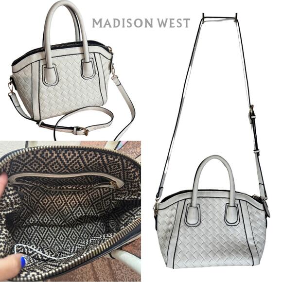 🖤MADISON WEST🤍Elegant White Woven Handbag - Picture 1 of 16